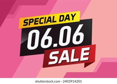 6.6 Special day sale word concept vector illustration with ribbon and 3d style for use landing page, template, ui, web, mobile app, poster, banner, flyer, background, gift card, coupon
