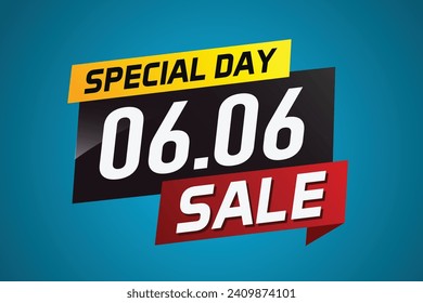 6.6 Special day sale word concept vector illustration with ribbon and 3d style for use landing page, template, ui, web, mobile app, poster, banner, fl