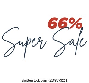 66% Super Sale Label Sign for product vector art illustration with stylish font and Red Black color