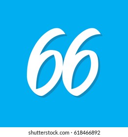 66, text design. Vector calligraphy. Typography poster. Usable as background.