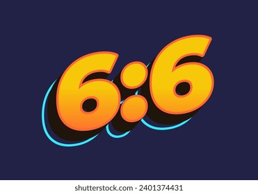 6:6. Text effect design in 3D look. Yellow color