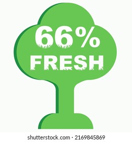 66% Vector Illustration of Fresh food everyday graphic label or sticker on white background, vector design illustration. Suitable for product label