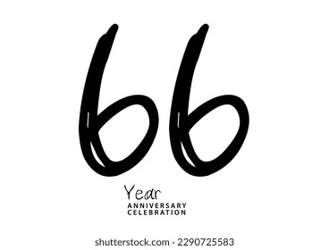 66 year anniversary celebration black color logotype vector, 66 number design, 66th Birthday invitation, anniversary logo template, logo number design vector, calligraphy font, typography logo