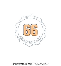 66 Year Anniversary Celebration Vector Badge. Happy Anniversary Greeting Celebrates Template Design Illustration