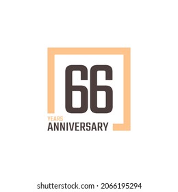 Vector de celebración de 66 años con forma cuadrada. Feliz Aniversario Saludo Celebra la Ilustración de Diseño de Plantilla