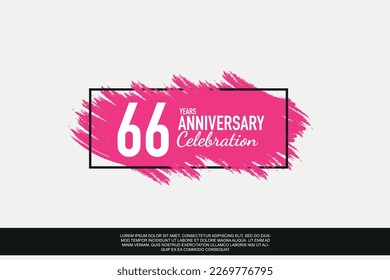 66 year anniversary celebration vector pink design in black frame on white background abstract illustration logo	