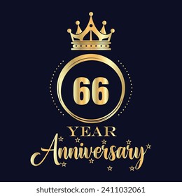 66 Year Anniversary Logo, Vector Template Design element for birthday, invitation, wedding, jubilee and greeting card illustration.