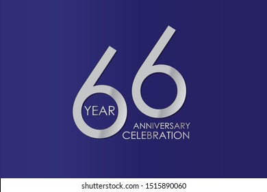 66 Year Anniversary Silver Color on Blue Background, For Invitation, banner, ads, greeting card - Vector