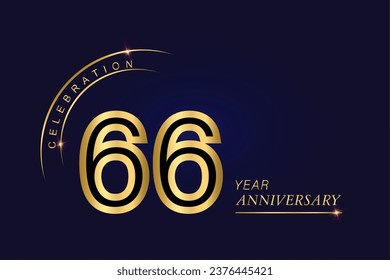 66 year anniversary vector banner template.Dark Blue Golden Royal anniversary Graphics Background.Growing Elegant Shine Spark. Luxury Premium Corporate Abstract Design Template.modern Shape Post.