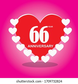 66 year anniversary, vector design with love for celebrations, invitation cards and greeting cards