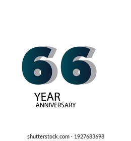 66 Year Anniversary Vector Template Design Illustration Blue Elegant White Background