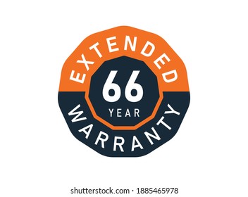 66 year warranty badges isolated on white background. 66 years Extended warranty