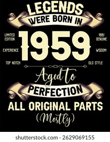 66 Years Aged to perfection Legends were born in 1959 Retro Vintage T-Shirt Birthday Ideas