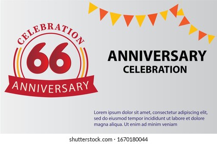 66 years anniversary celebration logo vector template design 