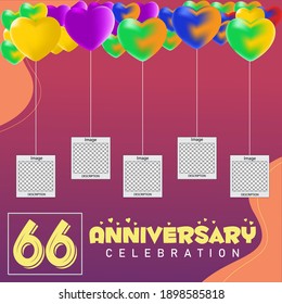 66 years anniversary celebration logo vector template design