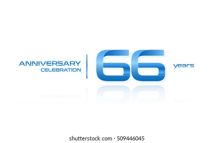 66 years anniversary celebration logo, blue, isolated on white background