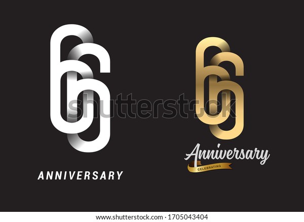 66 years anniversary celebration logo design.\
Anniversary logo Paper cut letter and elegance golden color\
isolated on black\
background
