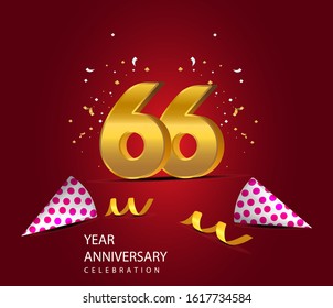 66 Years Anniversary Celebration Vector Template Design Illustration
