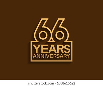 66 years anniversary design line style with square golden color for celebration event