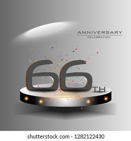 66 years anniversary design vector templates and illustrations, concepts in the future by giving a sci fi feel effect