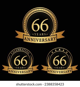 66 years anniversary logo collections. Set of 66th Anniversary logotype template. Vector and illustration.
