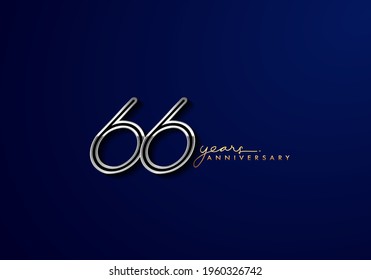 66 Years Anniversary Logo Silver Colored isolated on blue background, vector design for greeting card and invitation card