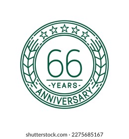 Plantilla de logotipo de 66 años. 66ª línea de arte vector e ilustración.