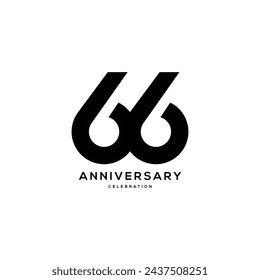 66, 66 Years Anniversary Logo, Vector Template Design element for birthday, invitation, wedding, jubilee and greeting card illustration.