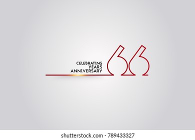 66 Years Anniversary logotype with red colored font numbers made of one connected line, isolated on white background for company celebration event, birthday