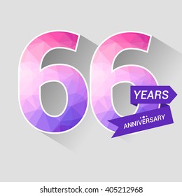 66 Years Anniversary with Low Poly Design