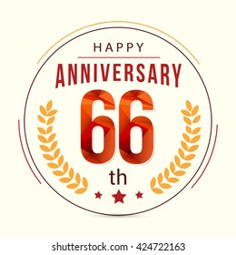 66 Years Anniversary with Low Poly Design and Laurel Ornaments