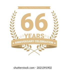 66 years anniversary vector icon, logo. Graphic design element with number and text composition for 66th anniversary