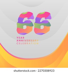 66 Years Annyversary Celebration. Abstract numbers with colorful templates. eps 10.