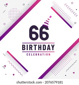 66 years birthday greetings card, 66th birthday celebration background free vector.