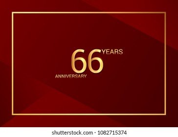 66 years golden anniversary design golden color using elegant red background for celebration