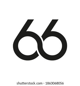 66 Years monogram logo design, vector