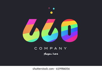 660 creative color green orange blue magenta pink number digit company logo vector icon spectrum