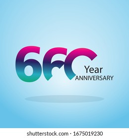 660 Year Anniversary Logo Vector Template Design Illustration