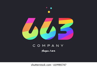 663 creative color green orange blue magenta pink number digit company logo vector icon spectrum