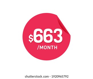 $663 Mes de Dólar. 663 USD Pegatina mensual