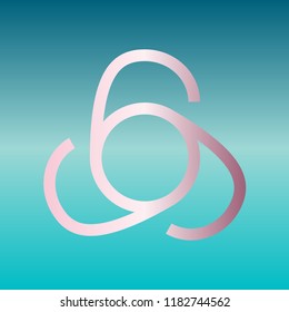 666 sign. Vector. Pink bronze gradient icon at turquoise gradient background.