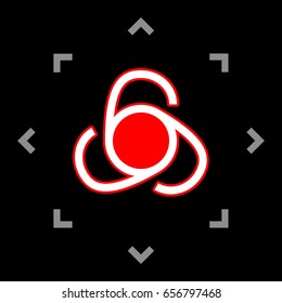 666 sign. Vector. White icon in gray focus like mandala on black background.