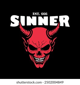 666 Sinner devil skull vector