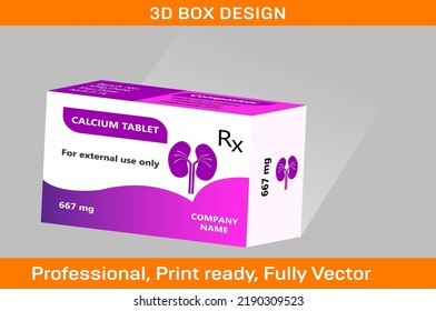 667 mg CALCIUM TABLET BOX PACKAGING DESIGN TEMPLATE 