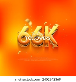 66k followers speech background, with a bright and fresh orange color.