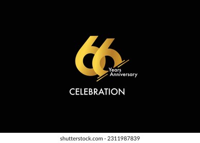 66th, 66 years, 66 year anniversary gold color on black background abstract style logotype. anniversary with gold color isolated on black background, vector design for celebration vector