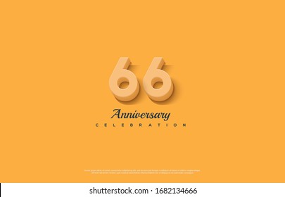 66th anniversary background with orange-colored number illustration and black text below.