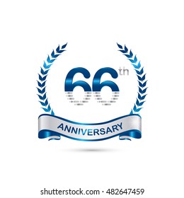 66th anniversary blue and silver colored with wreath and ribbon