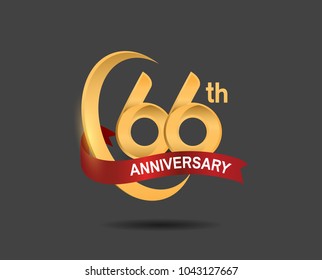 66th Anniversary Design Logotype Golden Color Stock Vector (Royalty ...