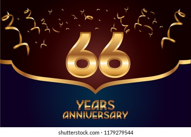 66th Anniversary gold numbers. background for anniversary
